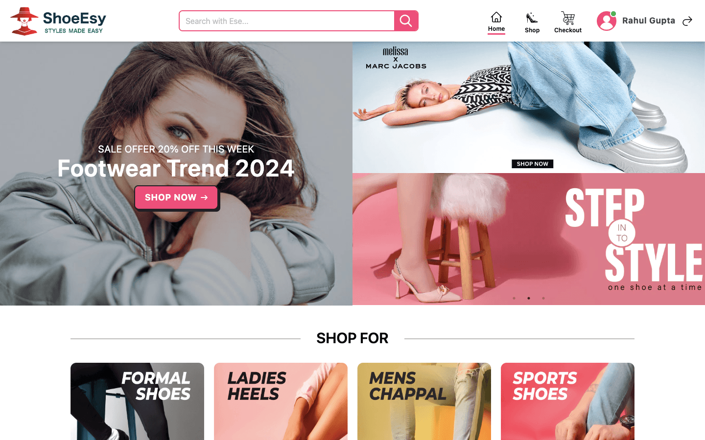 ShoeEsy — Full-stack screenshot by Rahul Gupta