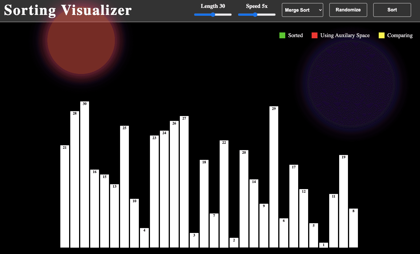 Sorting Visualiser — Algorithms screenshot by Rahul Gupta